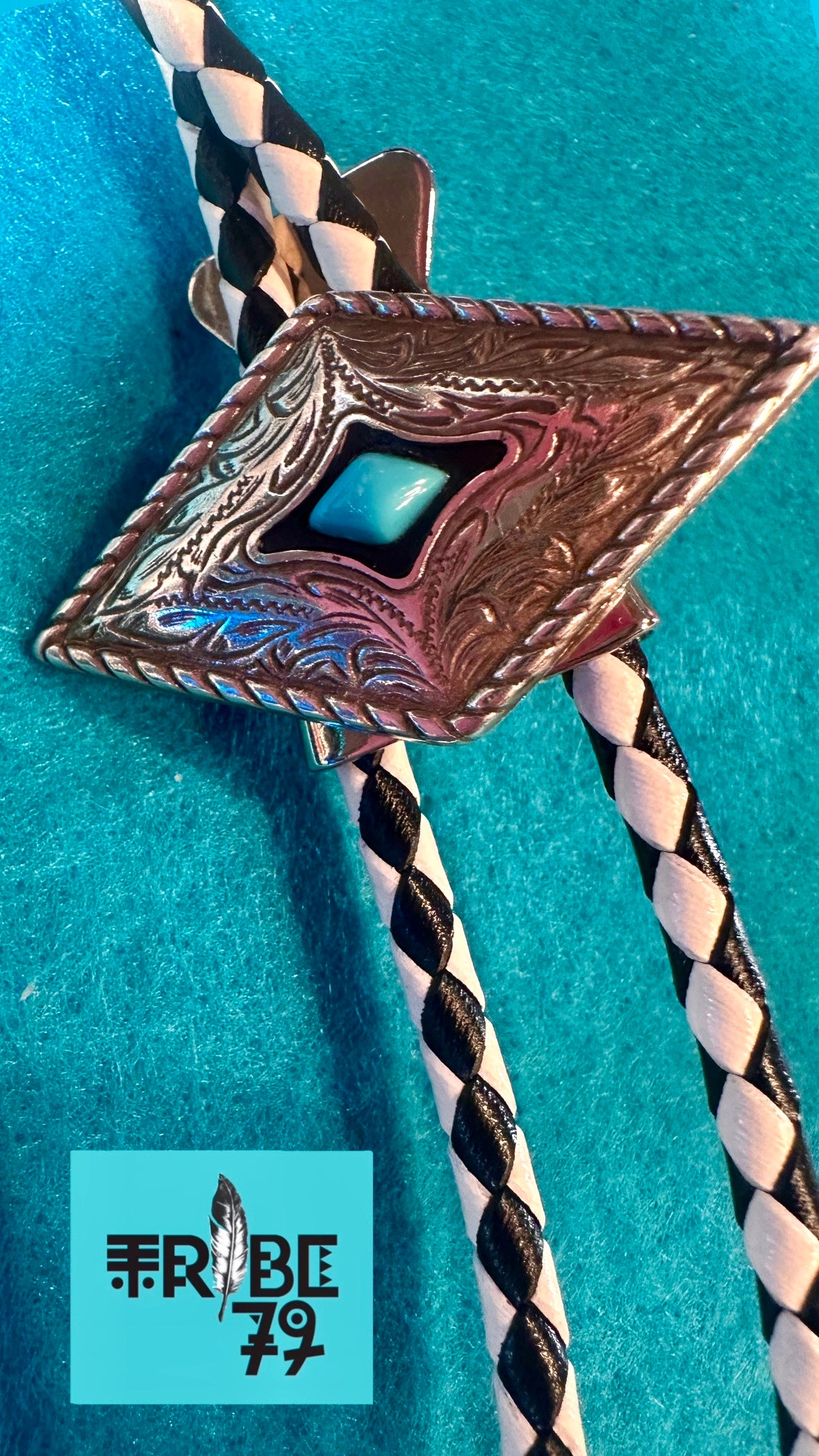 Turquoise Diamond-Shaped Bolo Tie