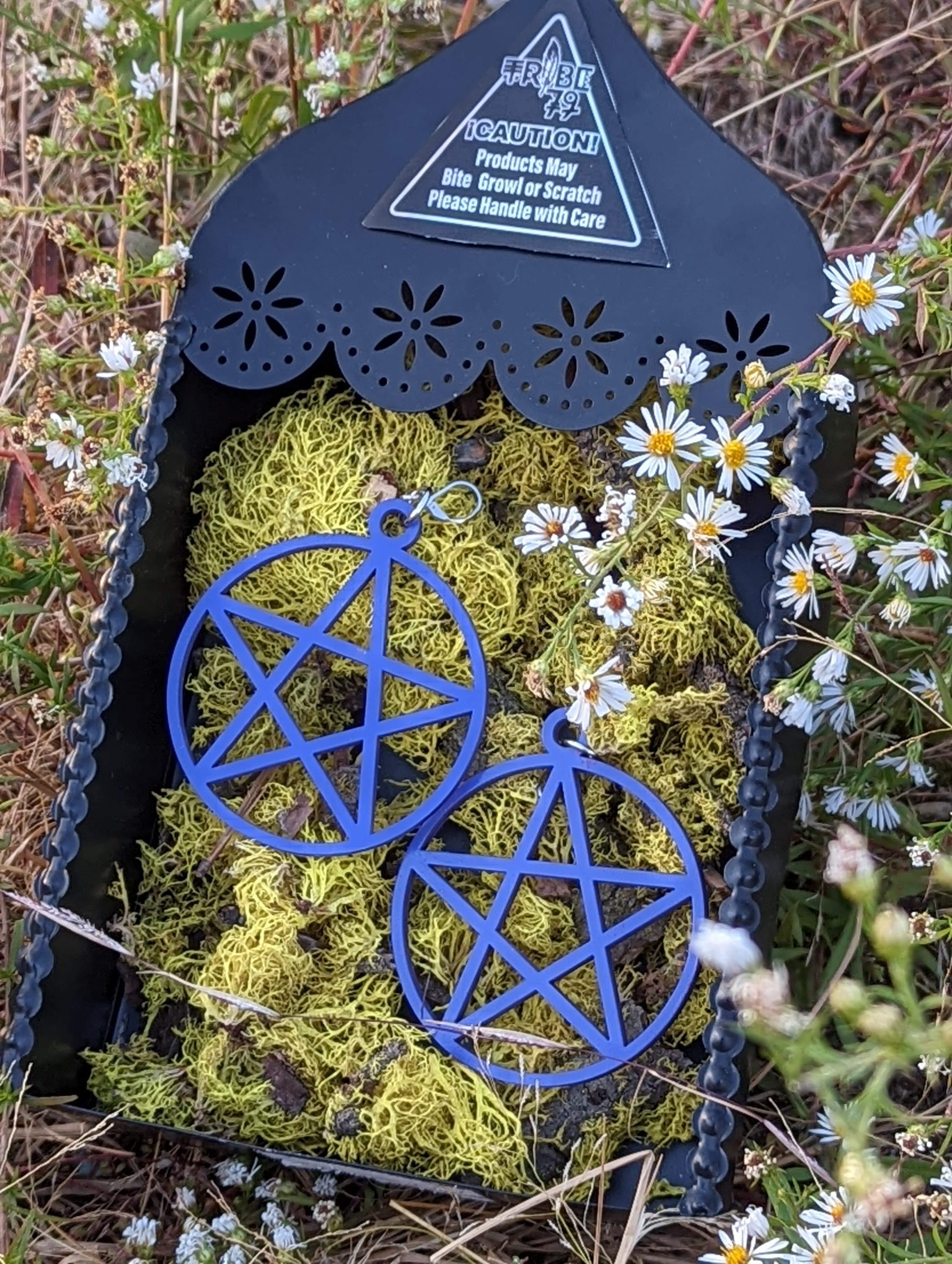 Purple Pentacle Earrings