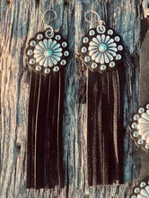 Load image into Gallery viewer, Studded Leather Concho Turquoise Earrings
