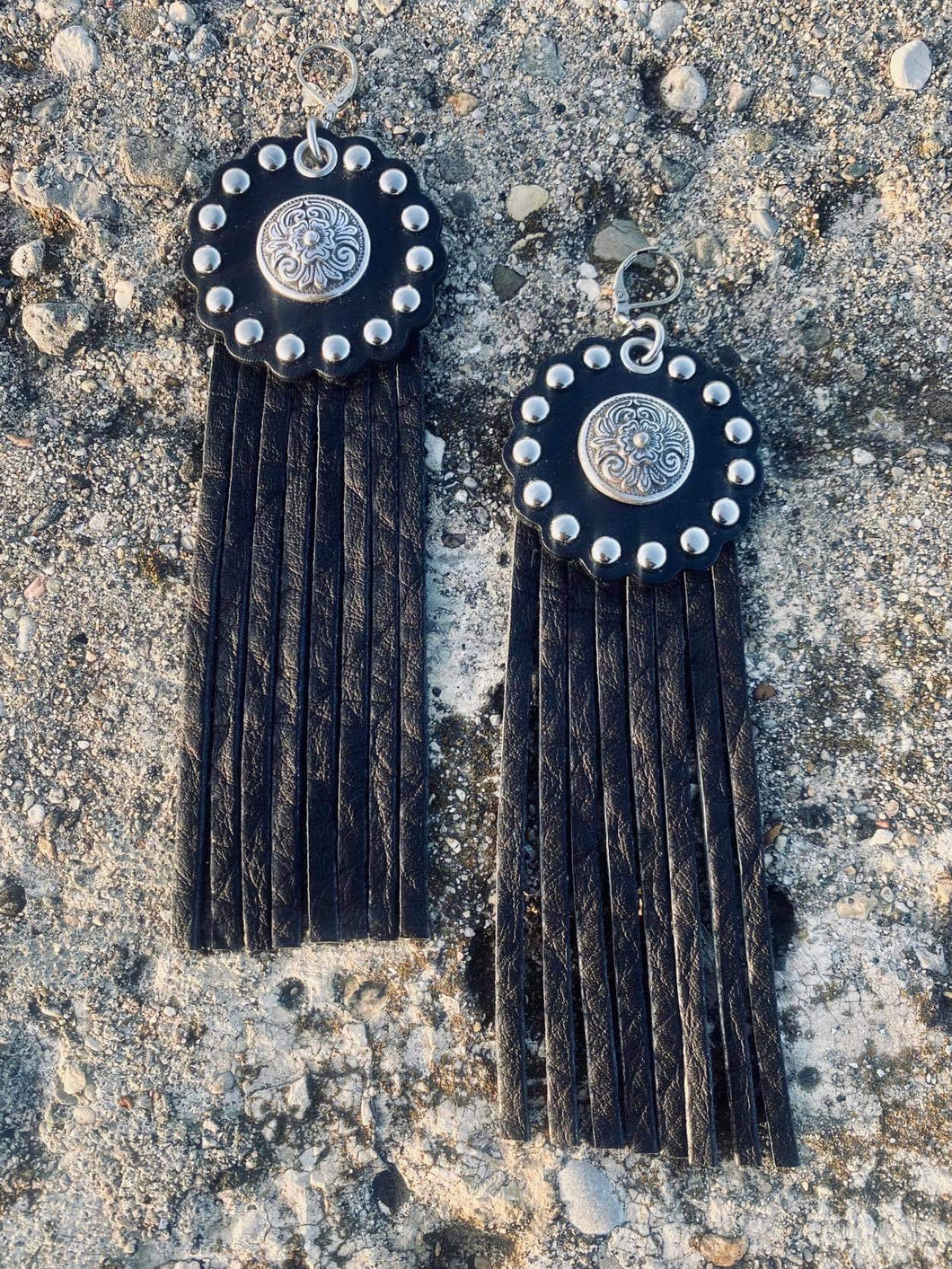 Studded Leather Diablo Concho Earrings