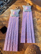 Pink Metallic Leather Concho Earrings