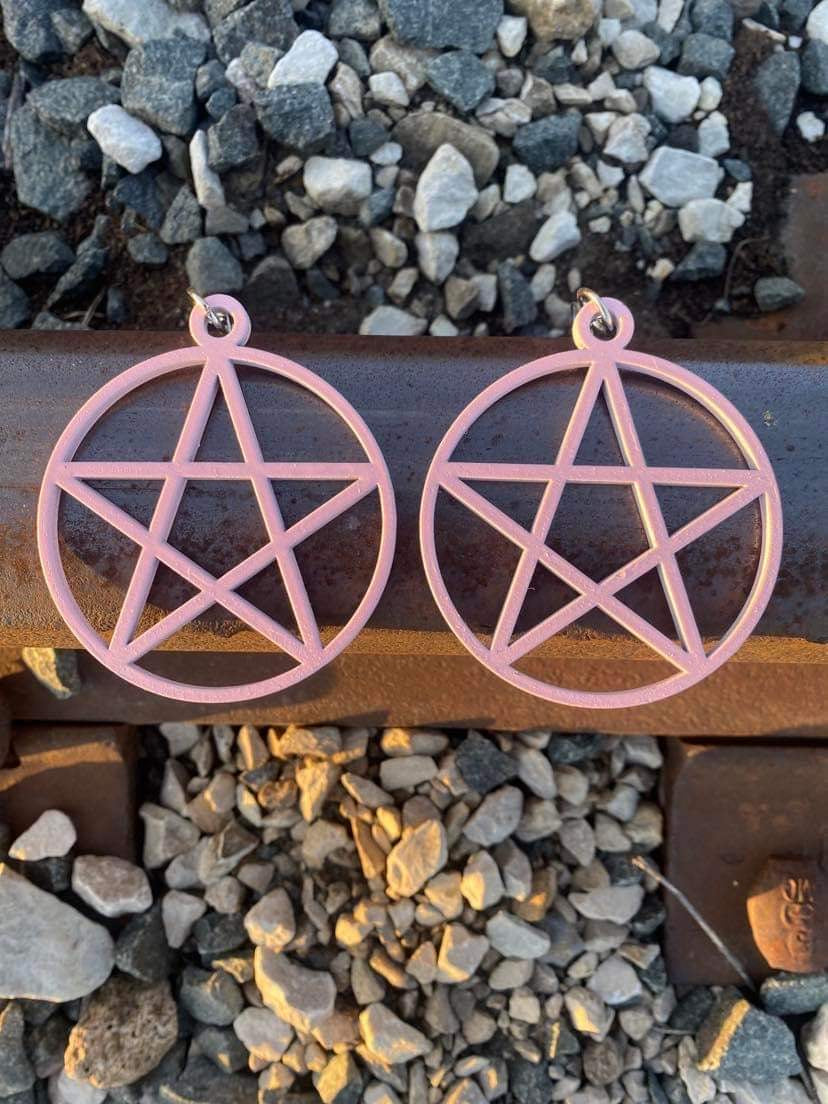 Pink Pentacle Earrings