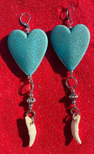 Load image into Gallery viewer, Heart and Teeth Dangle Earrings
