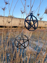 Load image into Gallery viewer, Black Pentacle Earrings
