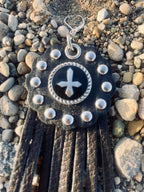 Studded Leather Concho Earrings