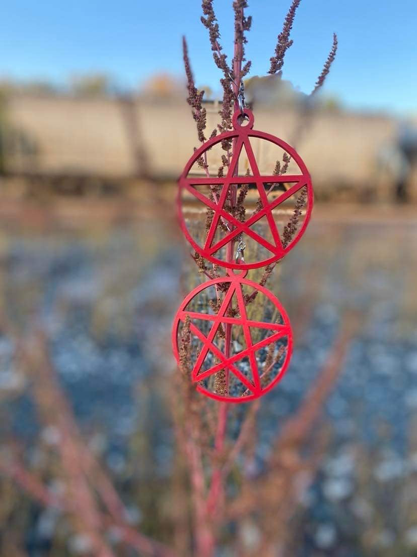 Red Pentacle Earrings