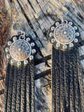 Studded Leather Concho Earrings