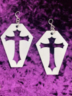 White Coffin Earrings