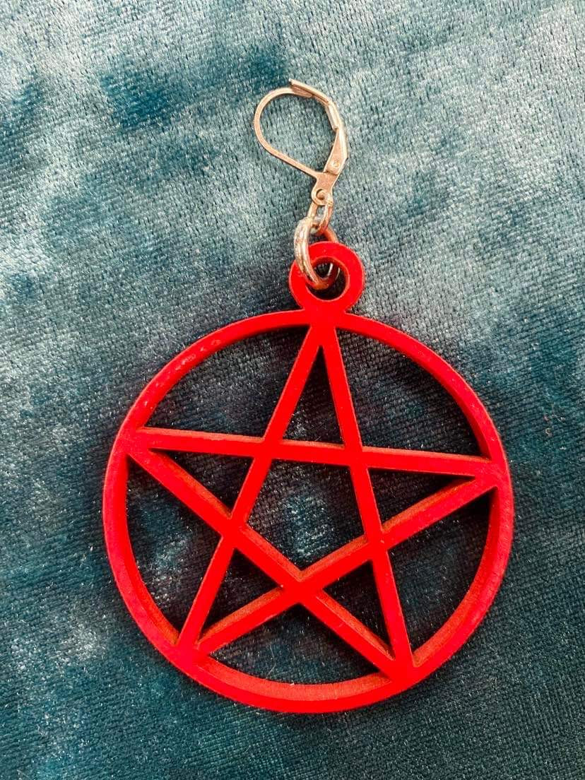 Mini Red Pentacle Earrings