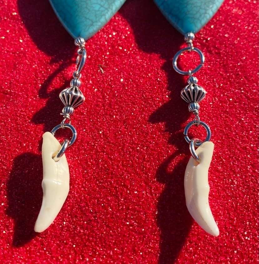 Heart and Teeth Dangle Earrings