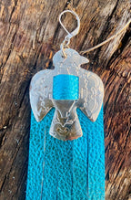 Turquoise Metallic Leather Concho Earrings