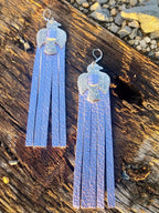 Lavender Metallic Leather Concho Earrings