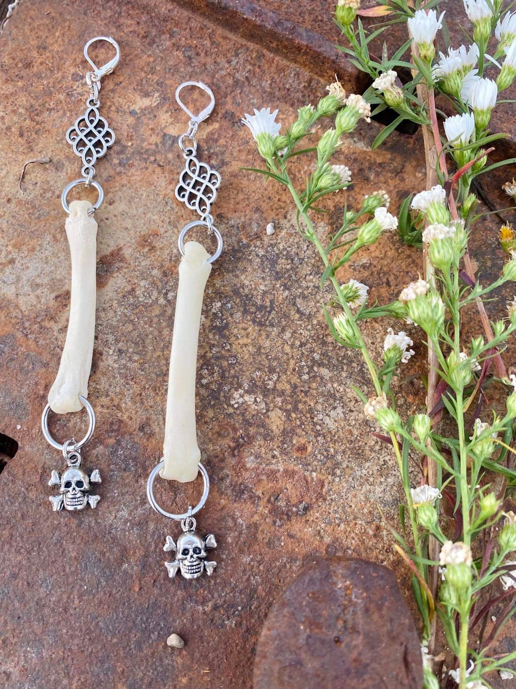 Coyote, skulls, and crossbones Earrings