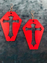 Load image into Gallery viewer, Red Coffin Earrings
