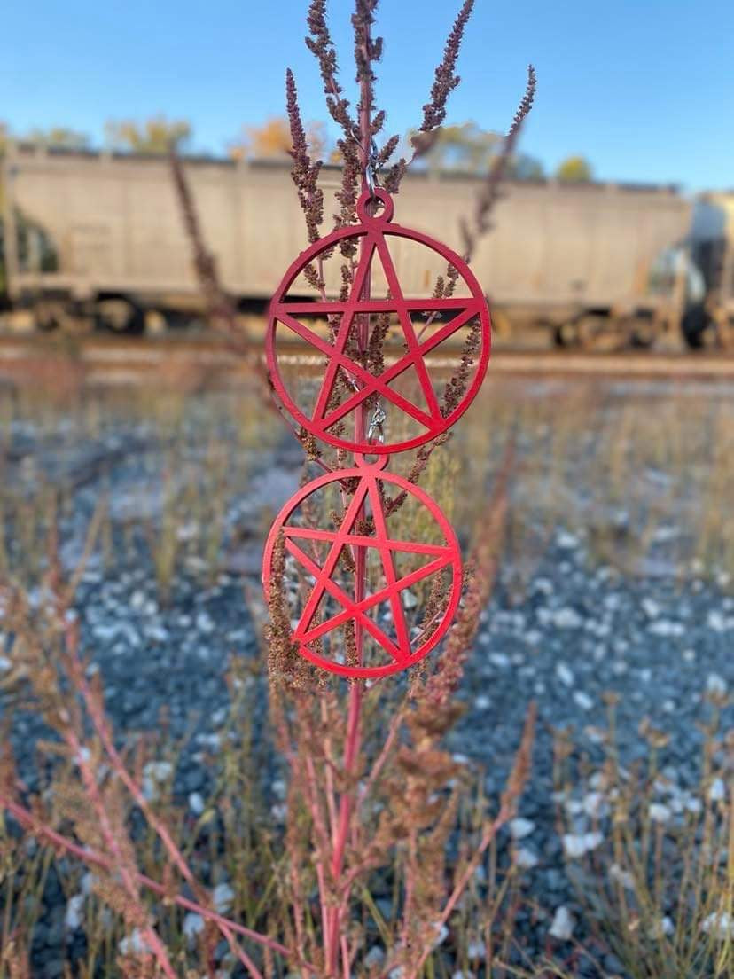 Red Pentacle Earrings