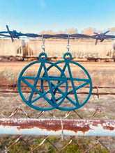 Load image into Gallery viewer, Teal Pentacle Earrings
