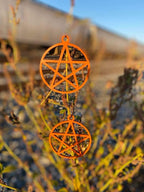 Orange Pentacle Earrings