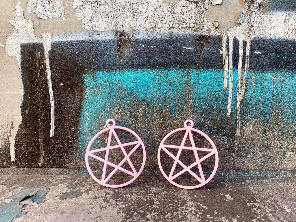 Pink Pentacle Earrings