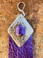 Purple Metallic Leather Concho Earrings