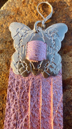 Pink Metallic Leather Concho Earrings